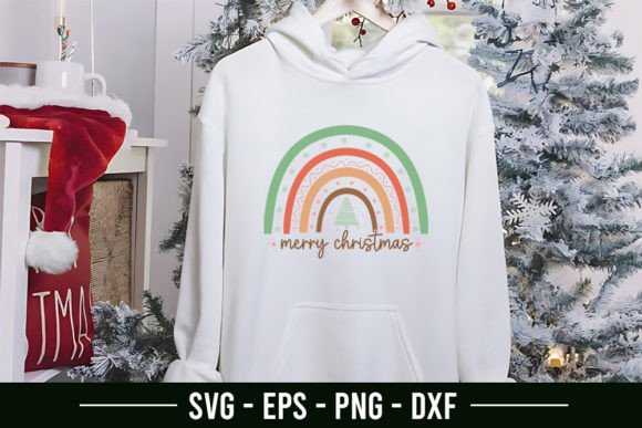 A Retro Christmas Rainbow SVG for Graphics and T-Shirt Designs