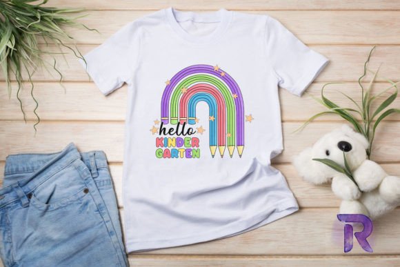 Hello Kindergarten Pencil Rainbow Graphics for T-Shirt Designs & Content