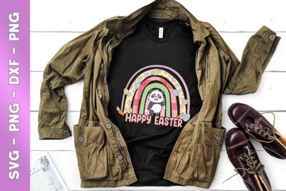 Rainbow Easter Chibi Panda Floral Graphics for T-Shirt Designs