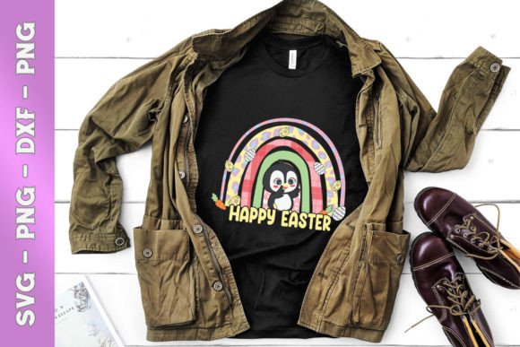 Rainbow Easter Chibi Penguin Graphics for T-Shirt Designs